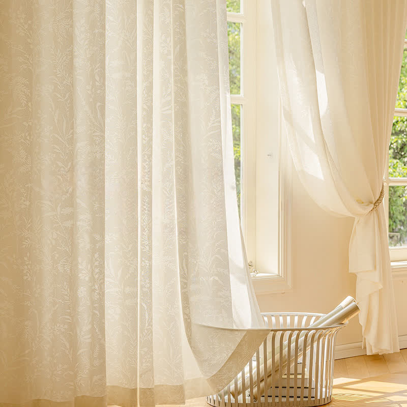 Rideau transparent en jacquard français à motif floral