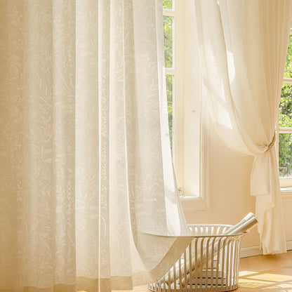 Rideau transparent en jacquard français à motif floral