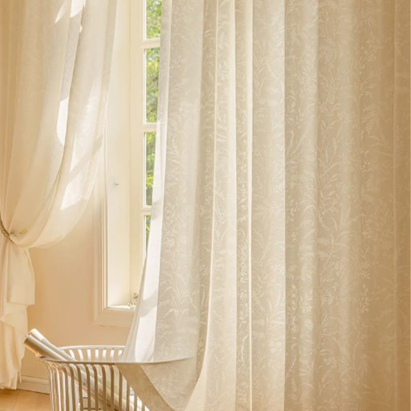 Rideau transparent en jacquard français à motif floral