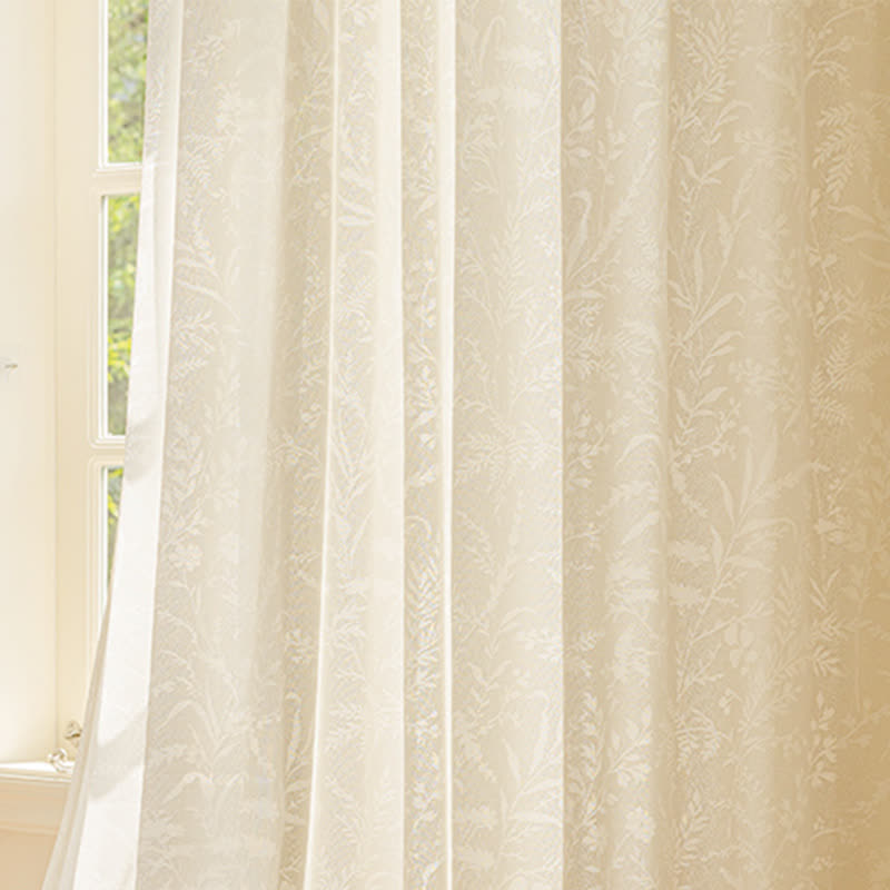 Rideau transparent en jacquard français à motif floral