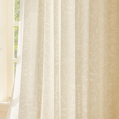 Rideau transparent en jacquard français à motif floral