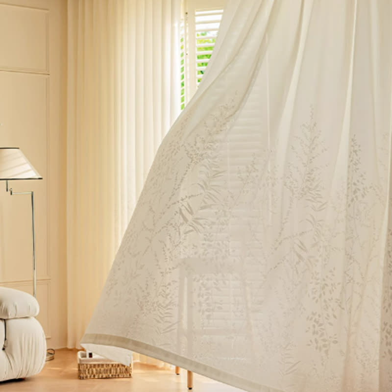 Rideau transparent en jacquard français à motif floral