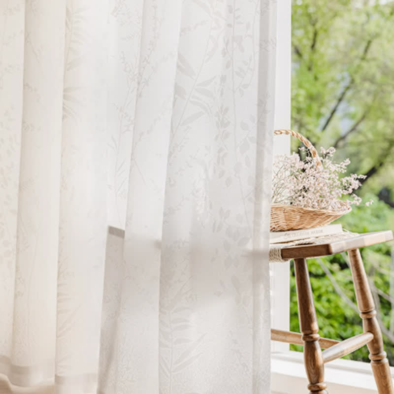 Rideau transparent en jacquard français à motif floral