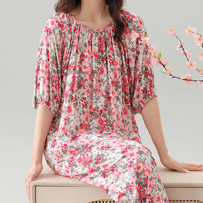 Ensemble de vêtements d'intérieur grande taille à imprimé floral et botanique