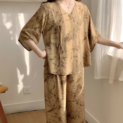 Ensemble de vêtements de détente Branch à manches midi et encre éclaboussée