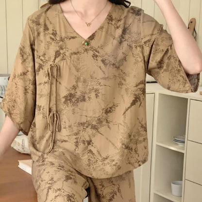 Ensemble de vêtements de détente Branch à manches midi et encre éclaboussée