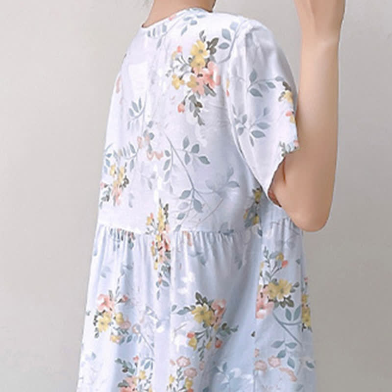 Ensemble de vêtements de détente à imprimé floral et feuilles avec lien sur le devant