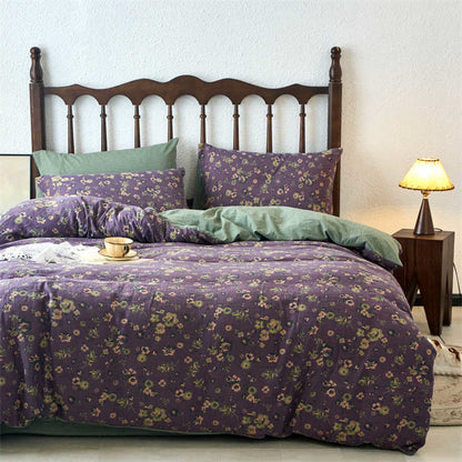 Parure de lit en gaze jacquard à motif floral (4 pièces)