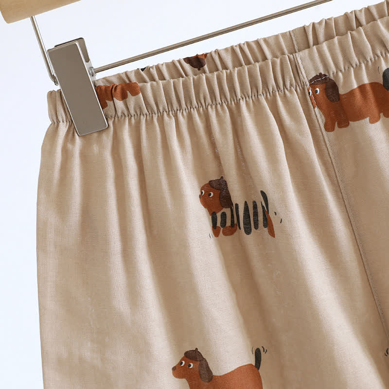 Ensemble pyjama à manches courtes mignon avec un couple de teckels