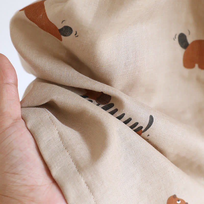 Ensemble pyjama à manches courtes mignon avec un couple de teckels