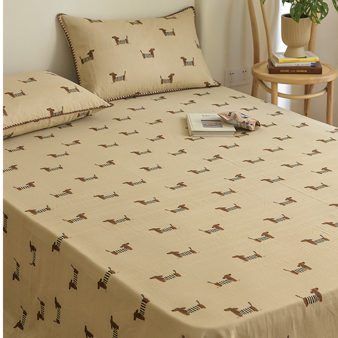 Couette double épaisseur en gaze de coton motif teckel
