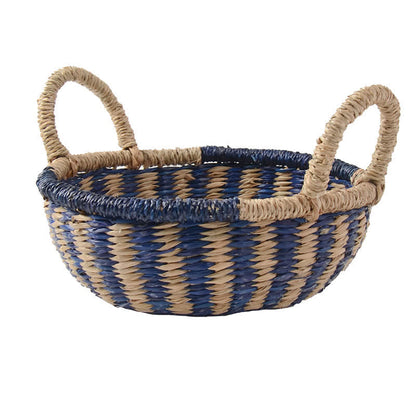 Panier de rangement tissé en jonc de mer naturel