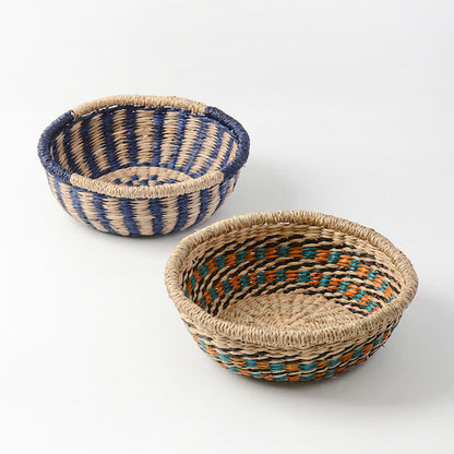 Panier de rangement tissé en jonc de mer naturel