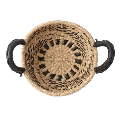 Panier de rangement tissé en jonc de mer naturel