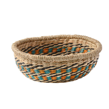 Panier de rangement tissé en jonc de mer naturel