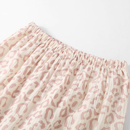 Ensemble de vêtements d'intérieur en gaze de coton à imprimé léopard