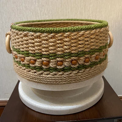 Panier de rangement tissé en jonc de mer naturel