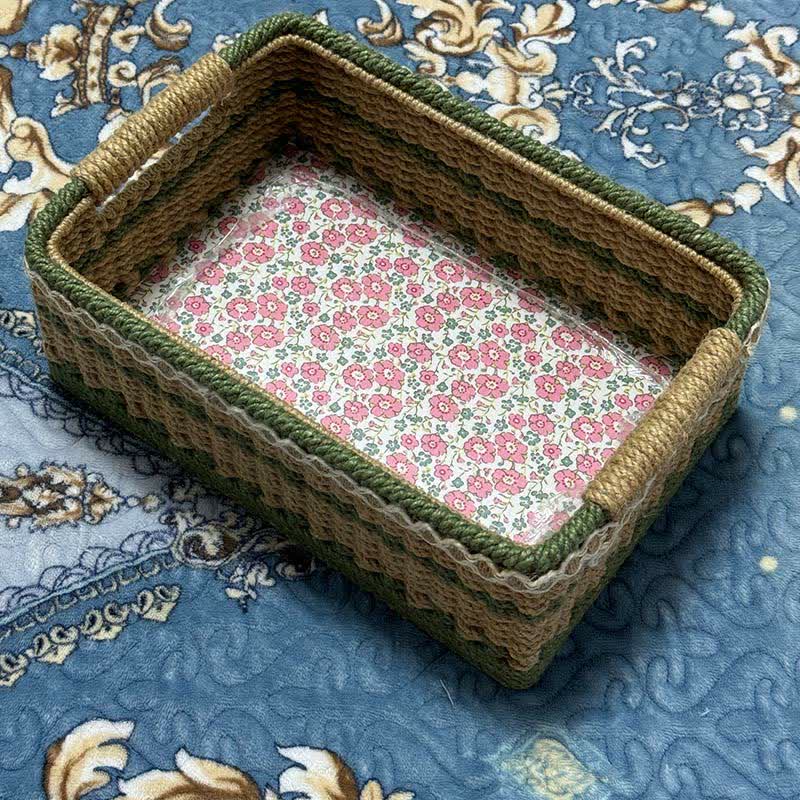 Panier de rangement rustique en jacquard tissé à la main