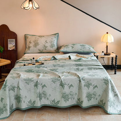 Couette jacquard en gaze de coton avec feuilles d'érable