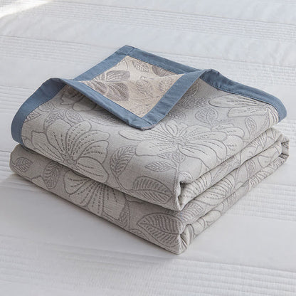 Couette respirante et légère en gaze de coton à motif floral