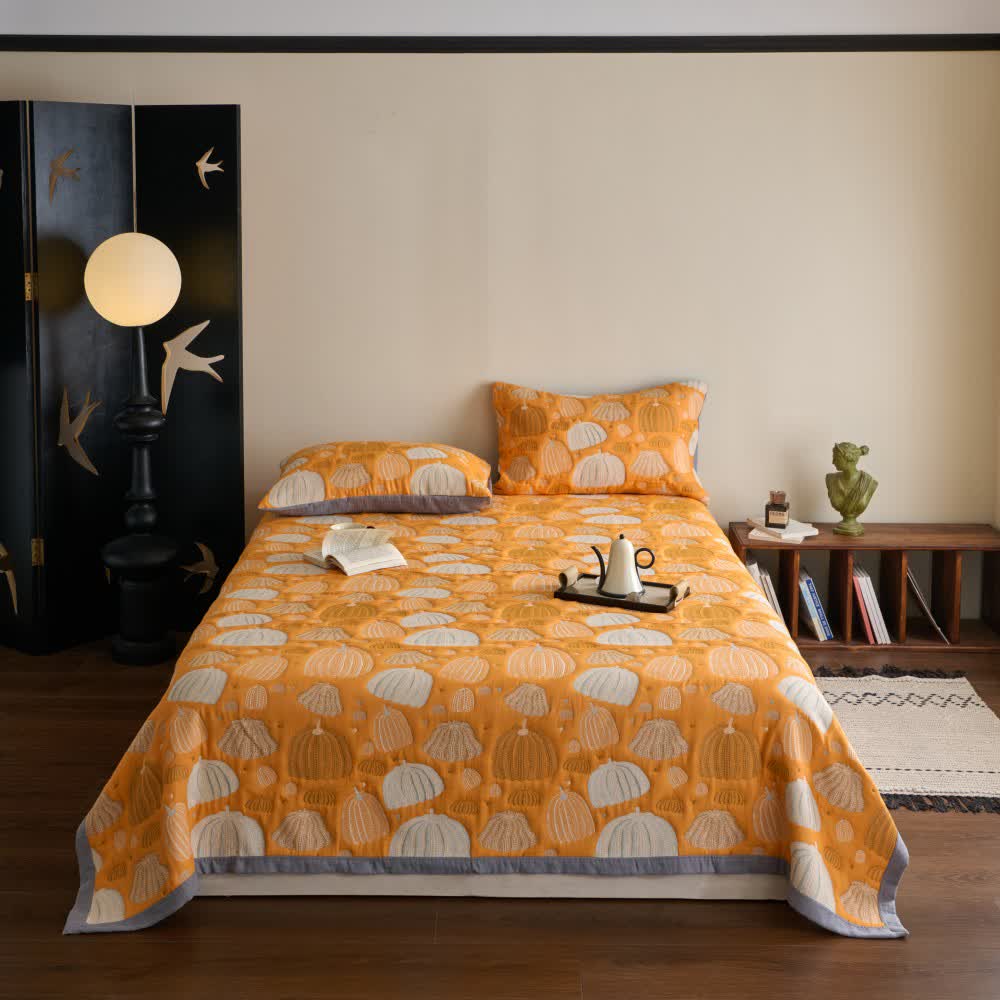 Couette citrouille à trois couches en gaze de coton