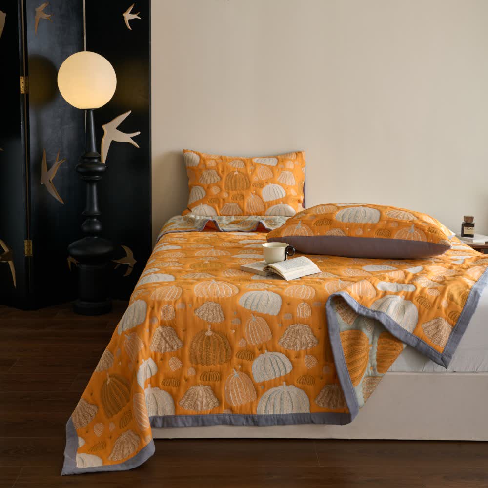 Couette citrouille à trois couches en gaze de coton