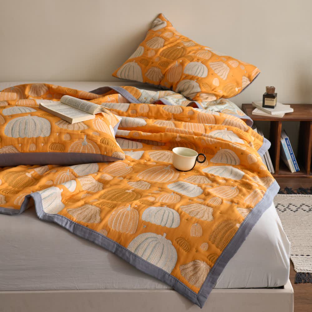 Couette citrouille à trois couches en gaze de coton