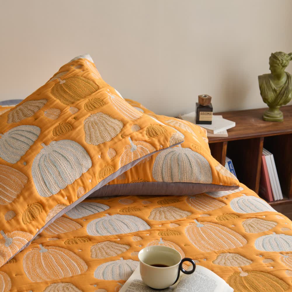 Couette citrouille à trois couches en gaze de coton