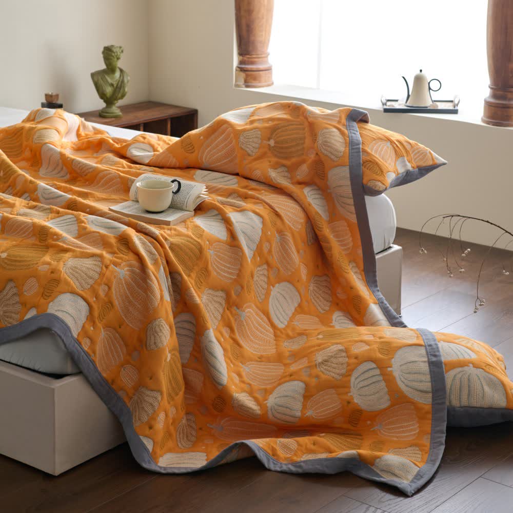 Couette citrouille à trois couches en gaze de coton