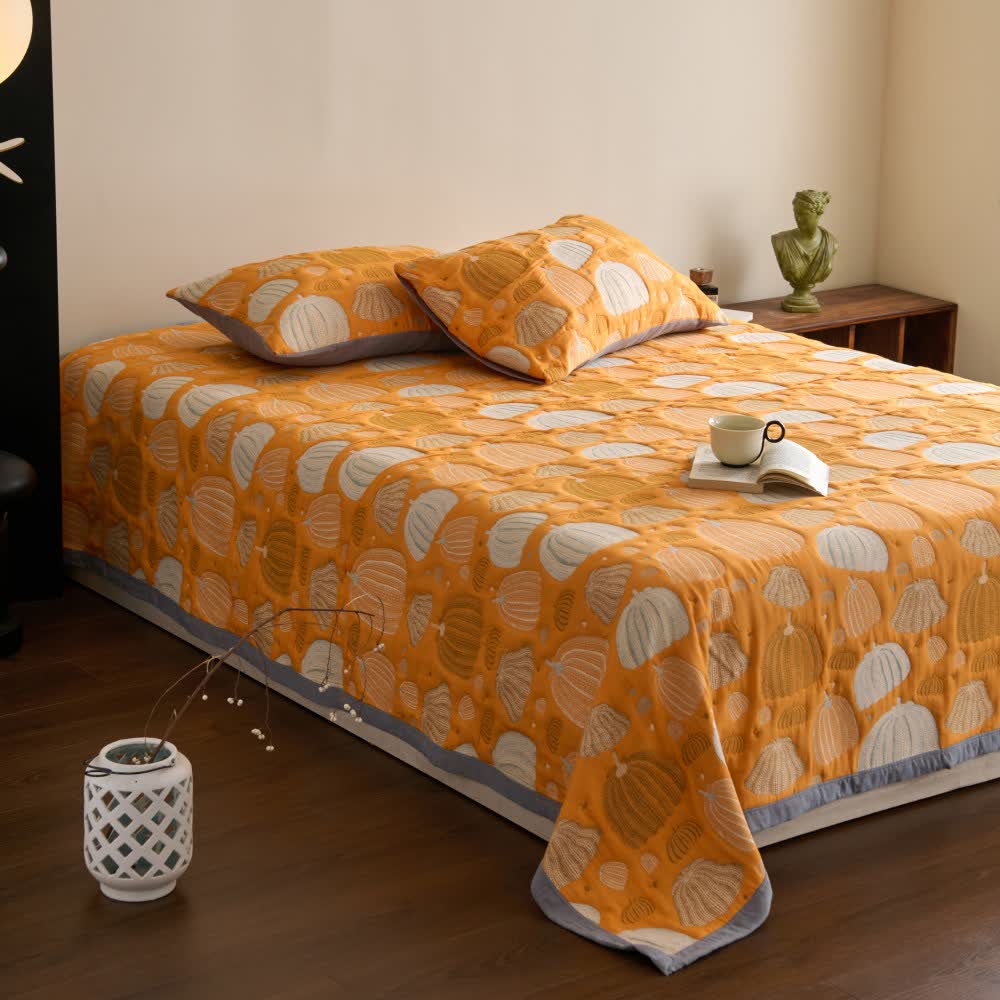 Couette citrouille à trois couches en gaze de coton