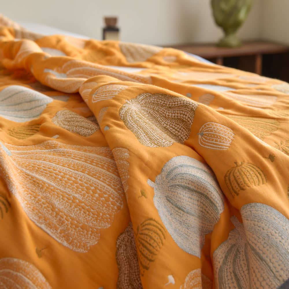 Couette citrouille à trois couches en gaze de coton
