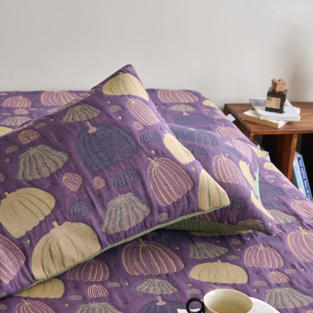 Couette citrouille à trois couches en gaze de coton