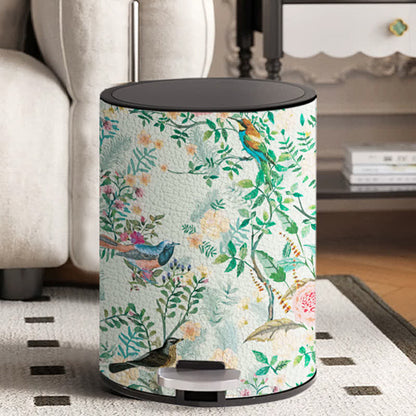 Poubelle en cuir et acier inoxydable Flower Bird