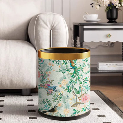 Poubelle en cuir et acier inoxydable Flower Bird