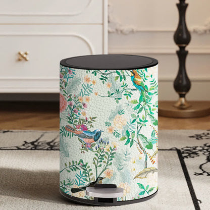 Poubelle en cuir et acier inoxydable Flower Bird