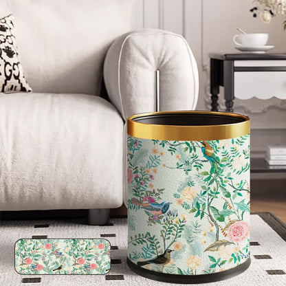Poubelle en cuir et acier inoxydable Flower Bird