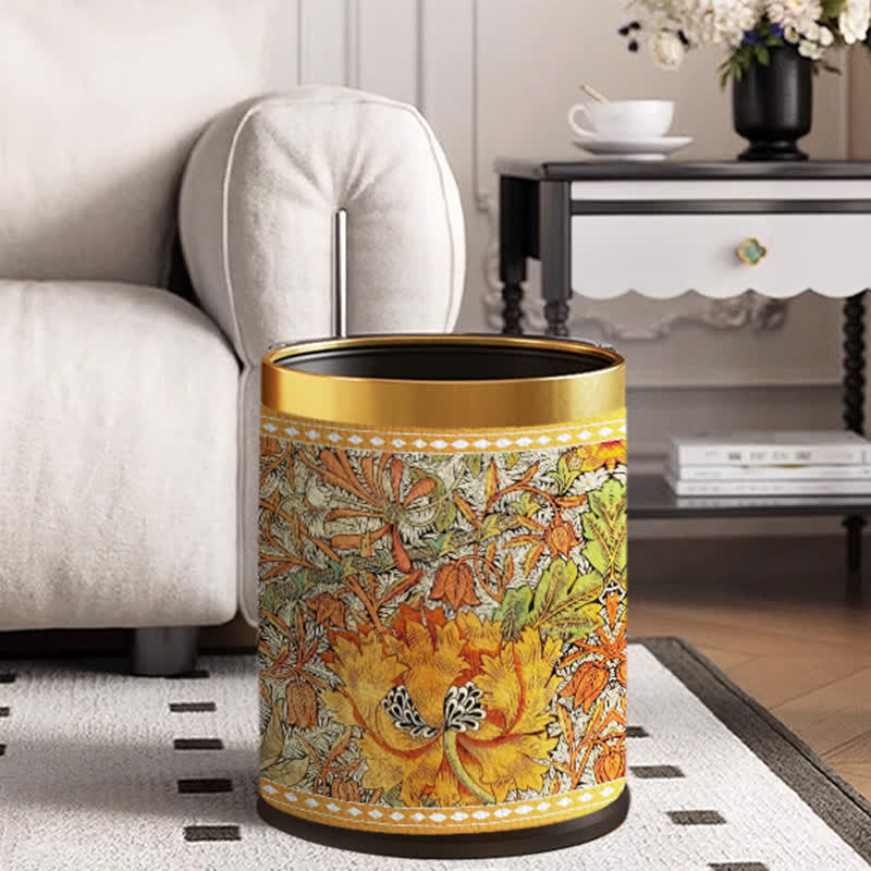 Poubelle double couche durable avec motif floral vintage