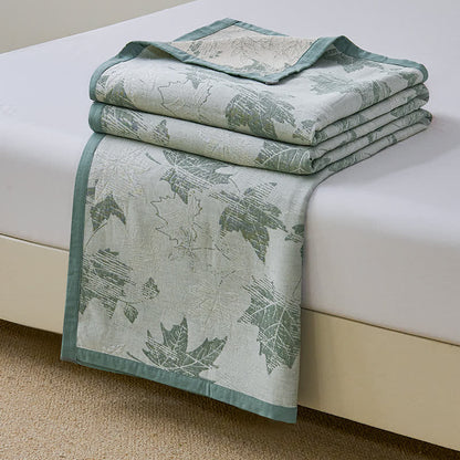 Couette jacquard en gaze de coton avec feuilles d'érable