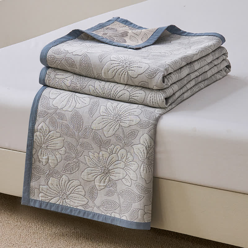 Couette respirante et légère en gaze de coton à motif floral