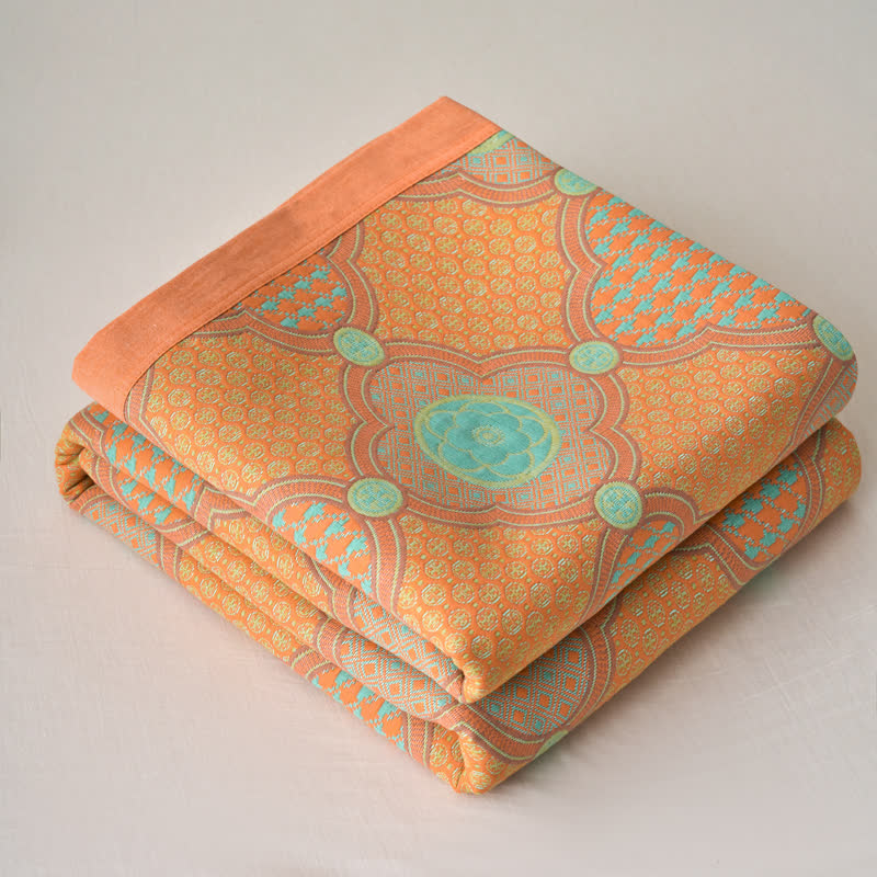 Couverture réversible en gaze de coton jacquard vintage