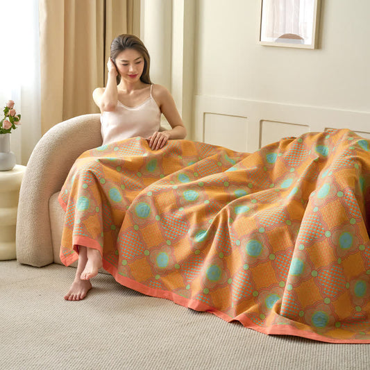 Couverture réversible en gaze de coton jacquard vintage