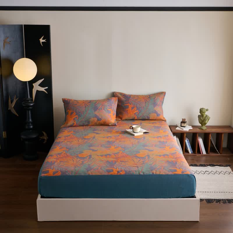 Drap-housse en gaze de coton à trois couches de style tropical