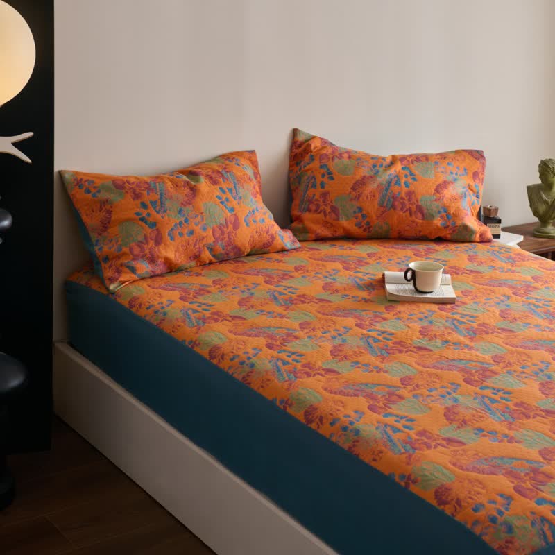 Drap-housse respirant en gaze de coton jacquard teint en fil