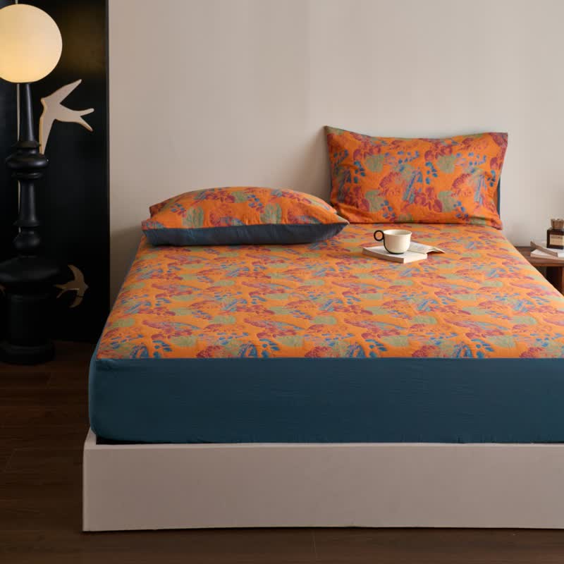 Drap-housse respirant en gaze de coton jacquard teint en fil