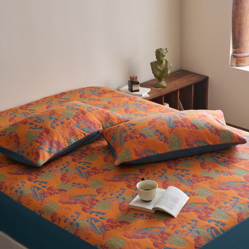Drap-housse respirant en gaze de coton jacquard teint en fil