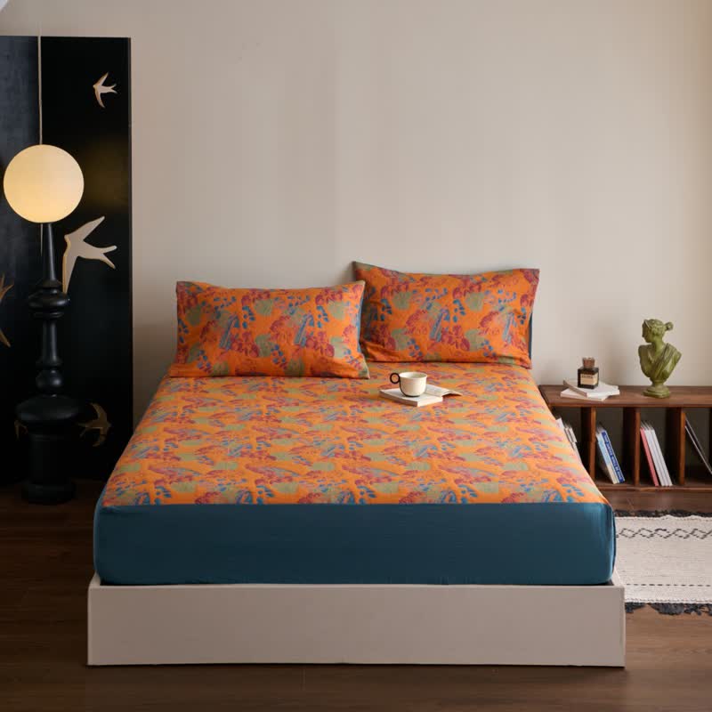 Drap-housse respirant en gaze de coton jacquard teint en fil