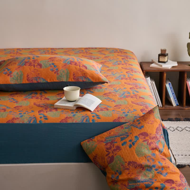 Drap-housse respirant en gaze de coton jacquard teint en fil