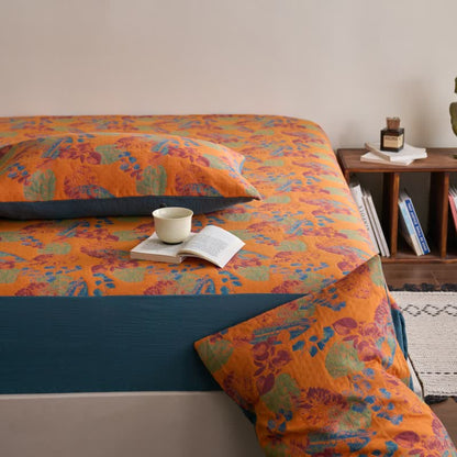 Drap-housse respirant en gaze de coton jacquard teint en fil