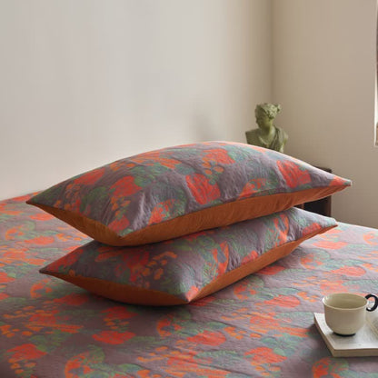Drap-housse teint en fil en gaze de coton douce de style vintage