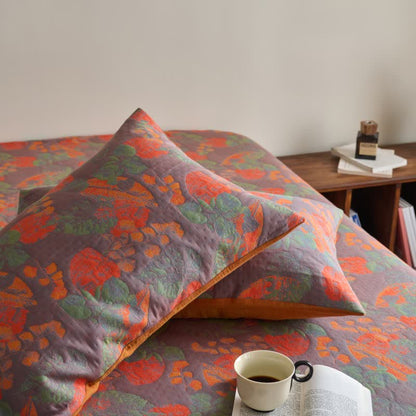 Drap-housse teint en fil en gaze de coton douce de style vintage